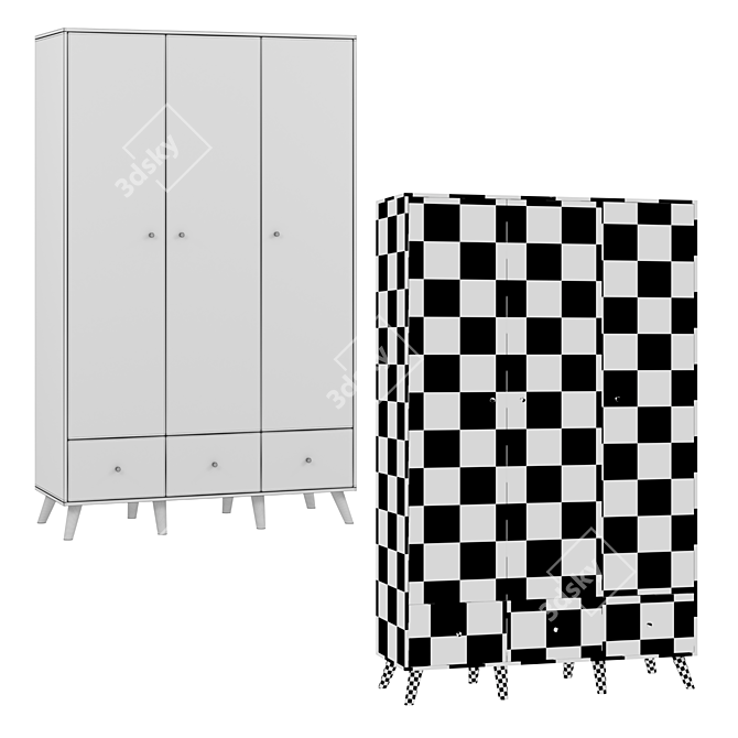 Salvador 3 Wardrobe Showcase Dimensions 3D model image 2