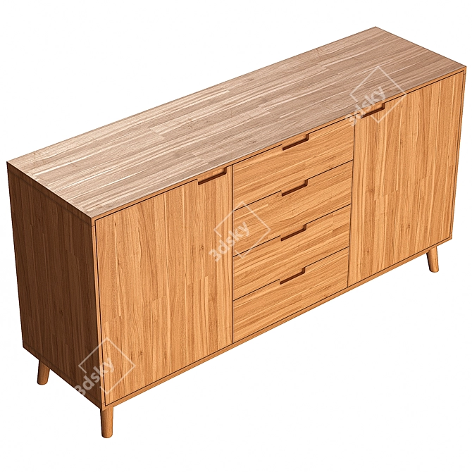 Irving 3 Dresser with Doors 3D model image 2