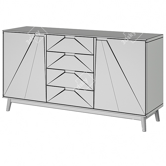 Irving 3 Dresser with Doors 3D model image 3