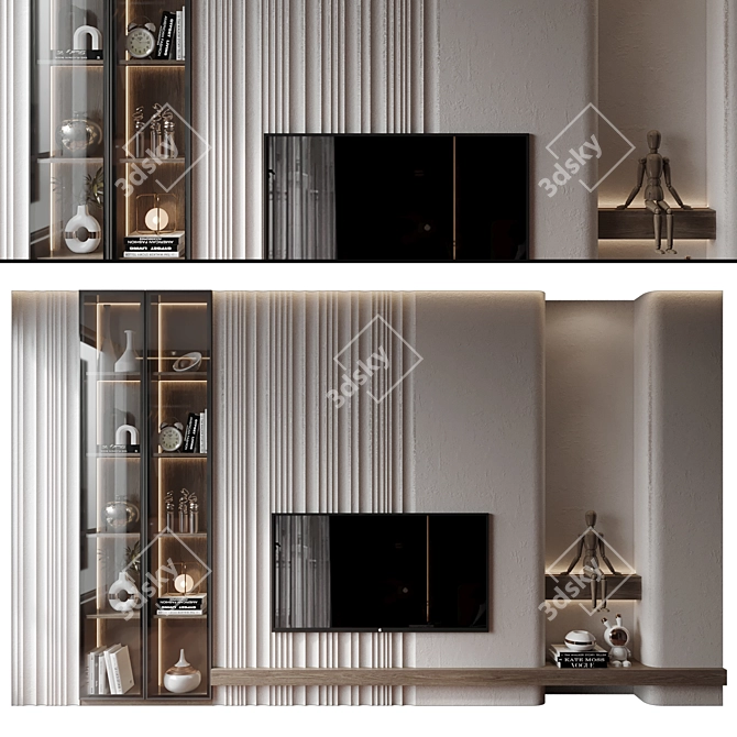 Modern TV Shelf Wall Decor. 3D model image 1