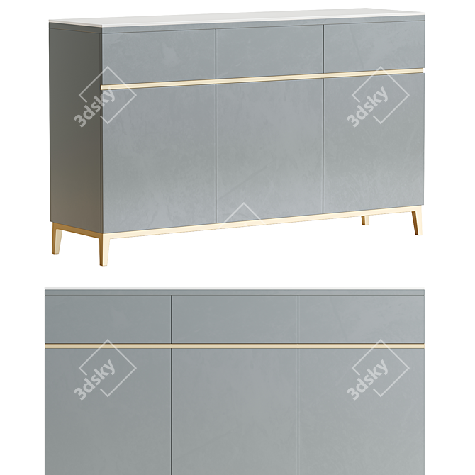 Gray Stone Top Modern Sideboard 3D model image 1