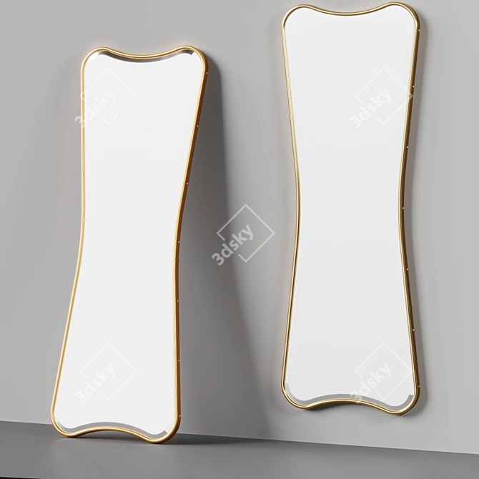 Elegant Butterfly Silhouette Mirror 3D model image 2