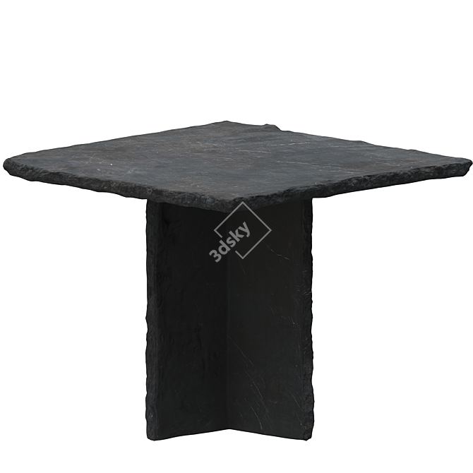 Rustic Slate Square Dining Table 3D model image 1