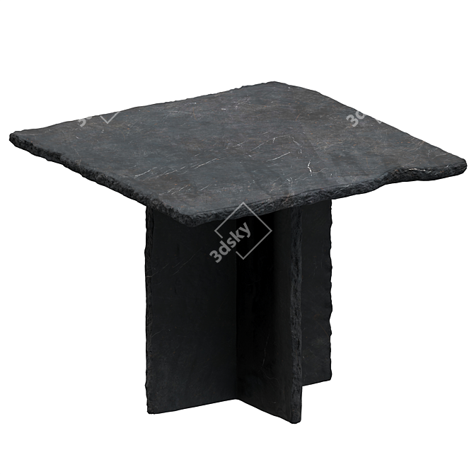 Rustic Slate Square Dining Table 3D model image 2