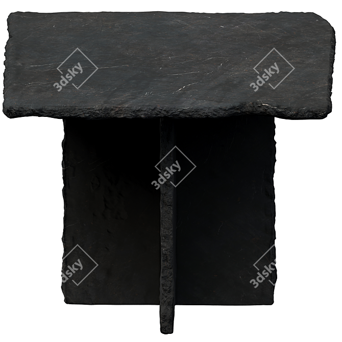 Rustic Slate Square Dining Table 3D model image 4