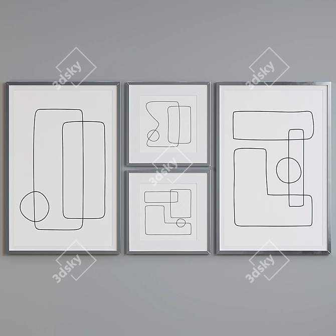 Modern Geometric Picture Frame Set 3D model image 3