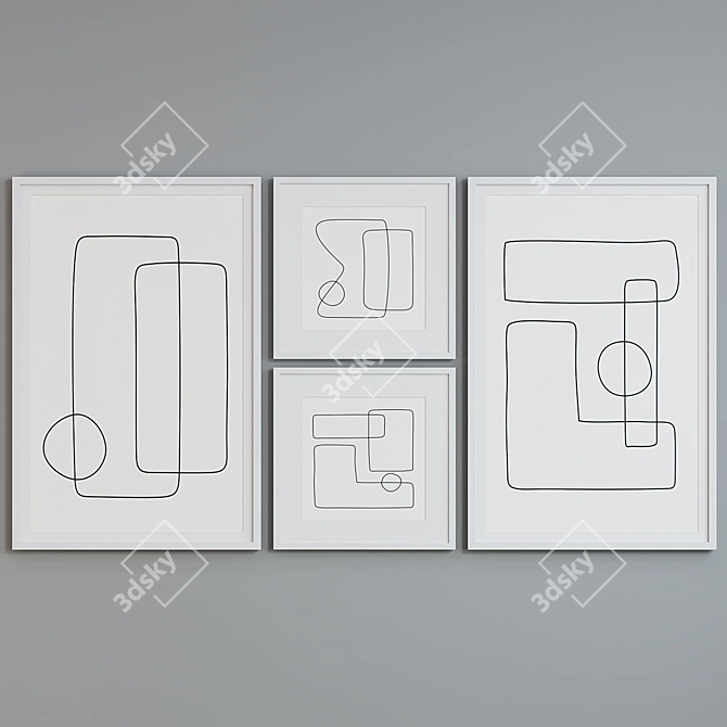 Modern Geometric Picture Frame Set 3D model image 4