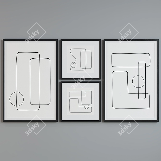 Modern Geometric Picture Frame Set 3D model image 5