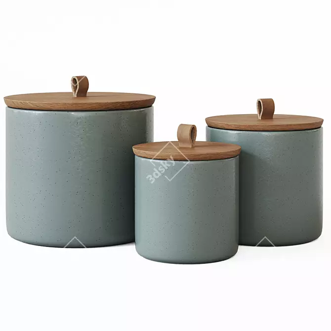 Elegant Pacifica Stoneware Canister 3D model image 5