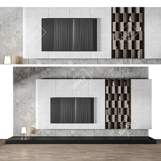 Modern TV Wall 3D Model 3D model image 1