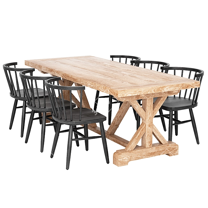 Modern Shaker Dining Set 3D model image 1