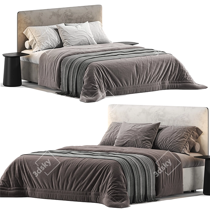 Sleek Italian Designer Ribbon Bed 3D model image 2