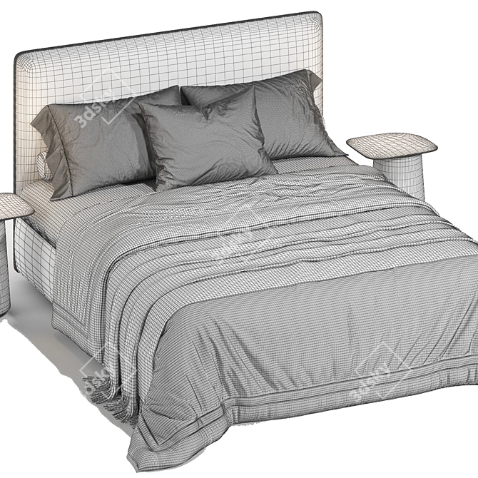 Sleek Italian Designer Ribbon Bed 3D model image 4