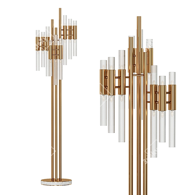 Elegant Waterfall Floor Lamp 3D model image 1