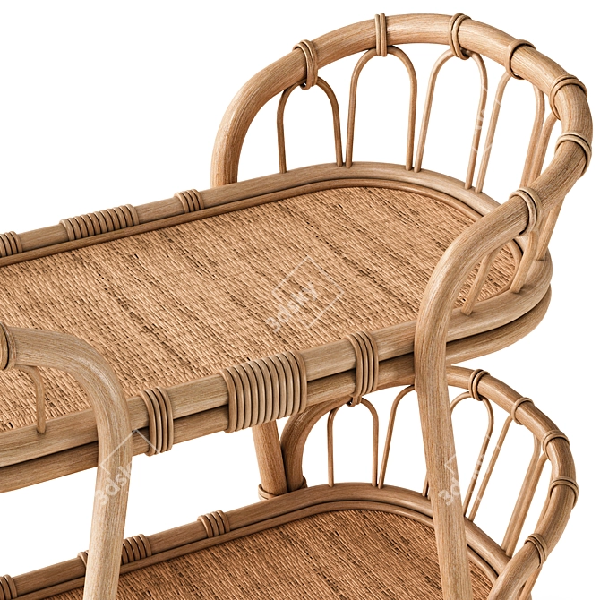 Vintage Rattan Woven Servicing Table 3D model image 3