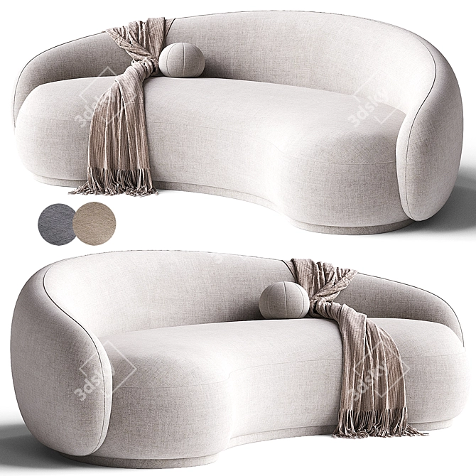 Modern Curved Bouclé Sofa 3D model image 1