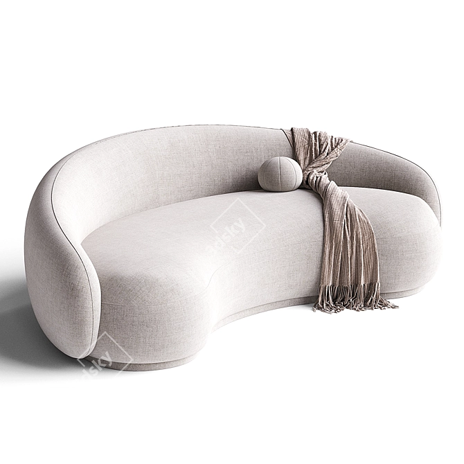 Modern Curved Bouclé Sofa 3D model image 2