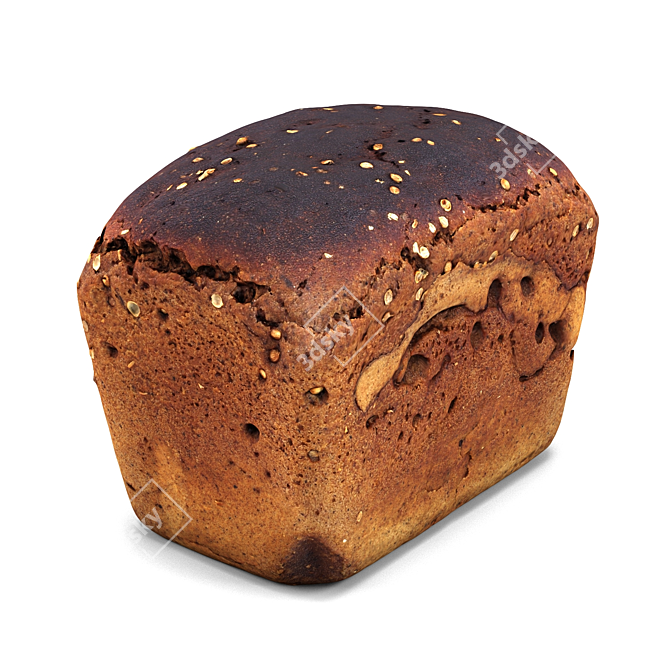 Rustic Rye Bread 3D model image 1