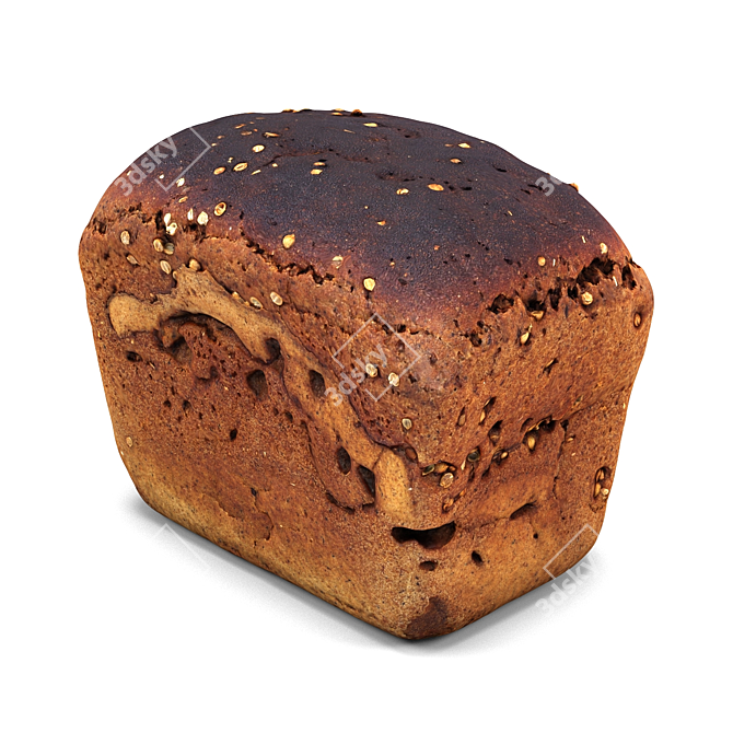 Rustic Rye Bread 3D model image 2