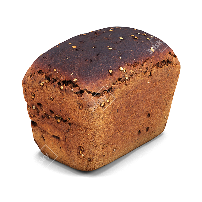 Rustic Rye Bread 3D model image 3