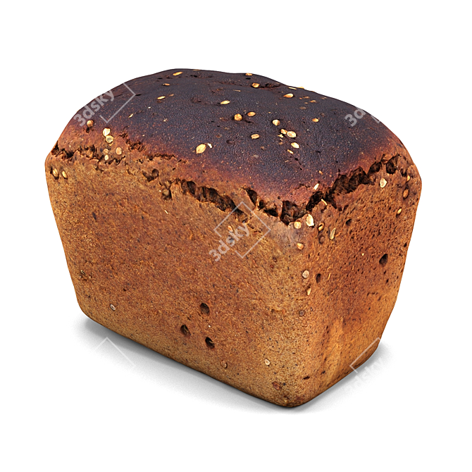 Rustic Rye Bread 3D model image 4