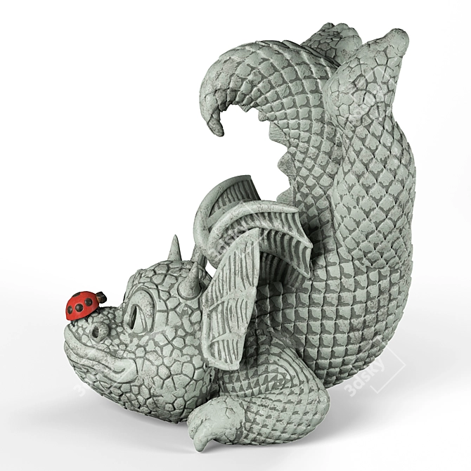 Dragon Garden Sculpture with Ladybug 3D model image 2