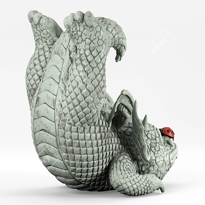 Dragon Garden Sculpture with Ladybug 3D model image 3