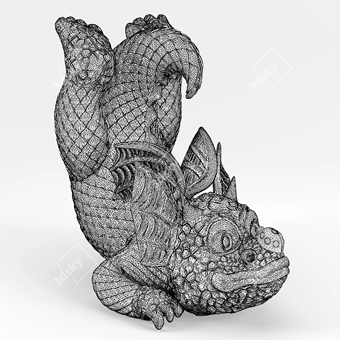 Dragon Garden Sculpture with Ladybug 3D model image 5