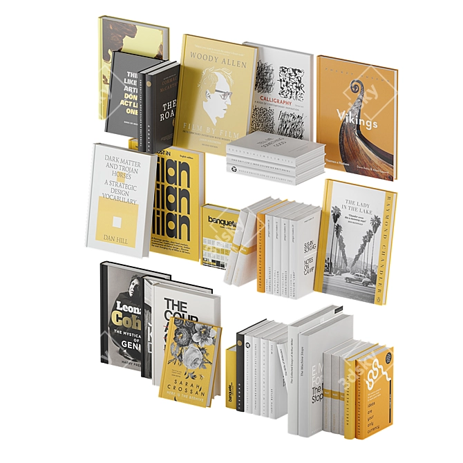 Modern Book Collection Set - Yellow 3D model image 2