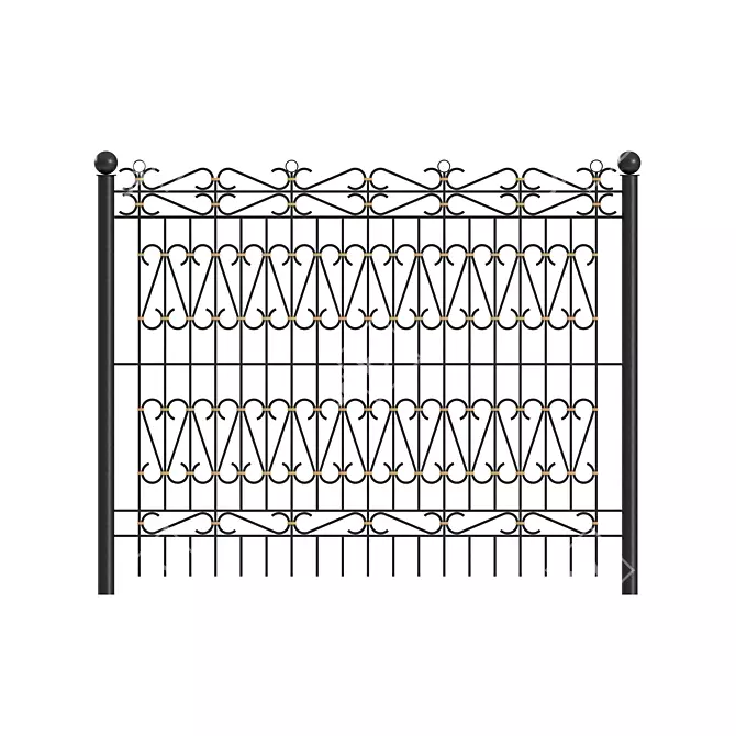 Classic Metal Fence Panel Set 3D model image 4