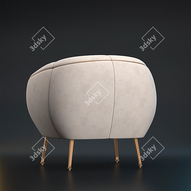 White Leather Armchair for Gaming 3D model image 2