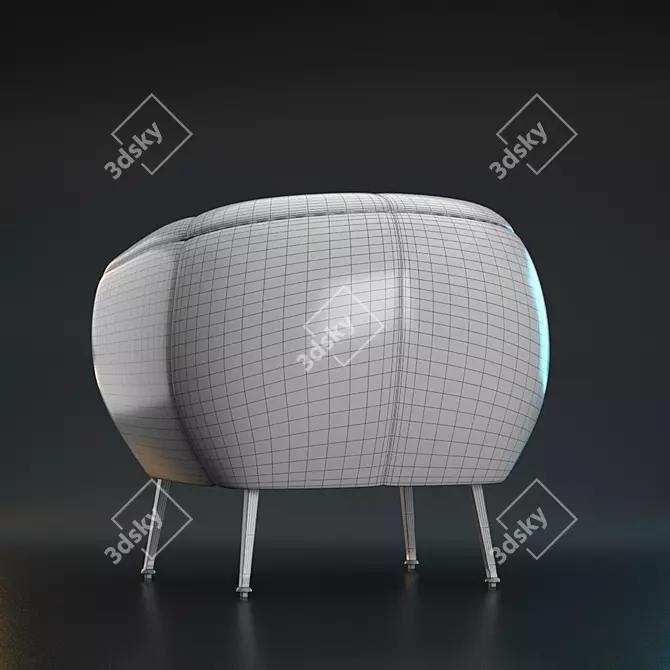 White Leather Armchair for Gaming 3D model image 3