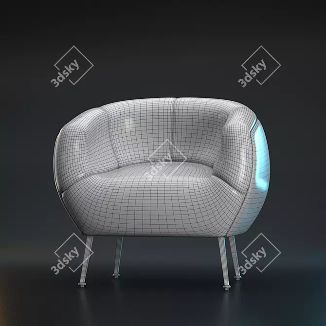 White Leather Armchair for Gaming 3D model image 4