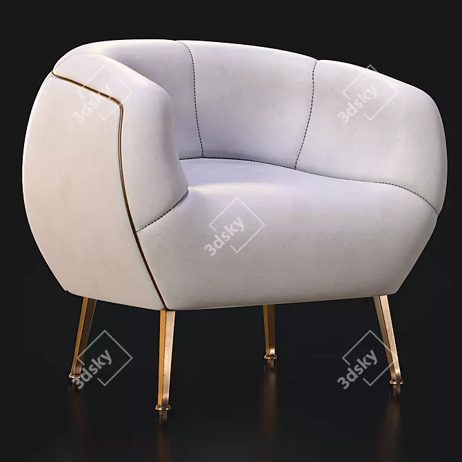 White Leather Armchair for Gaming 3D model image 7