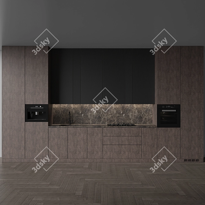 Modern Kitchen Set with Appliances 3D model image 5