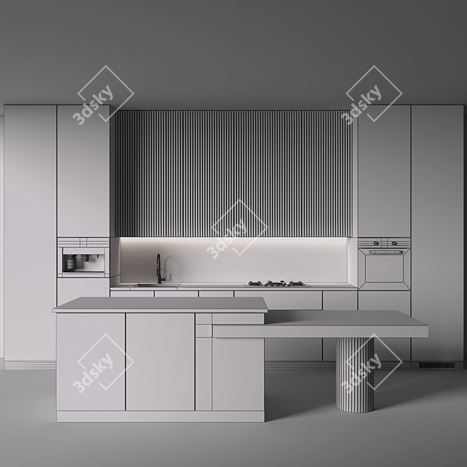 Modern Kitchen Set with Appliances 3D model image 7