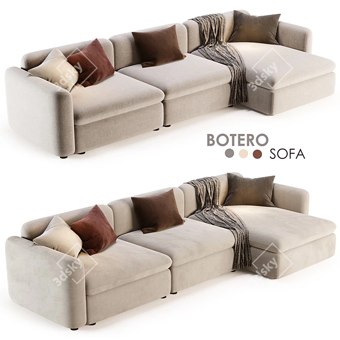  Elegant BOTERO Sofa with Chaise 3D model image 1