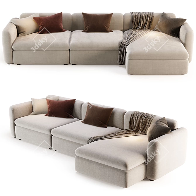  Elegant BOTERO Sofa with Chaise 3D model image 2