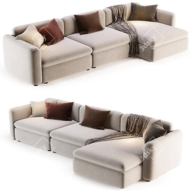  Elegant BOTERO Sofa with Chaise 3D model image 5