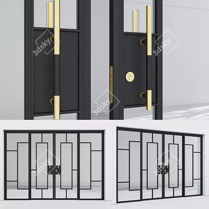 Modern Aluminium Door 215 Model 3D model image 3