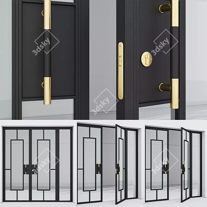 Premium Aluminium Door Model 216 3D model image 3