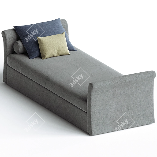 Classic Single Bed with Milano Elegance 3D model image 2