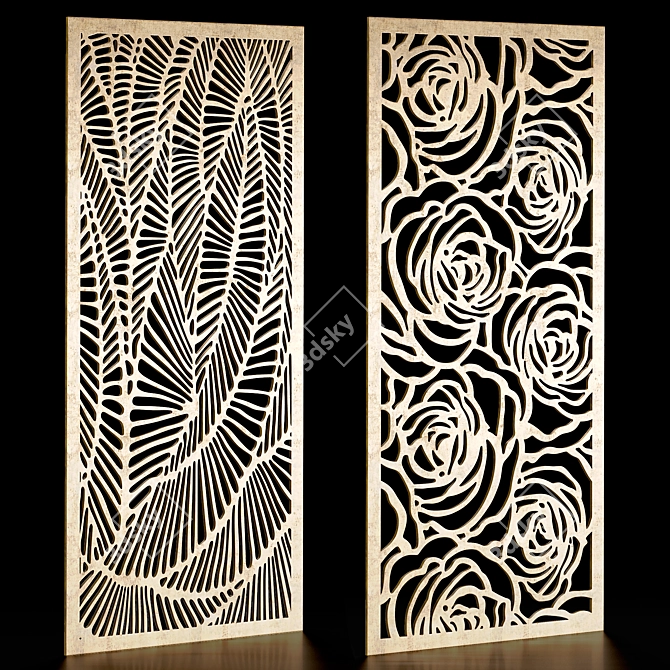 Ornate Panel Set: Floral Designs 3D model image 1