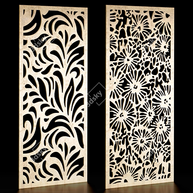 Ornate Panel Set: Floral Designs 3D model image 2