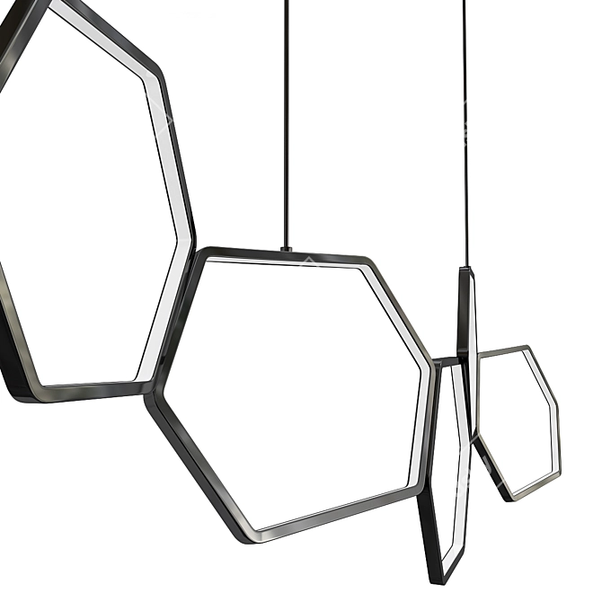 Geometric LED Chandelier 3D Model 3D model image 2