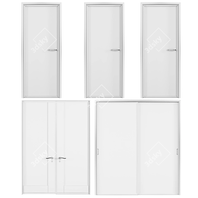 Relief Glass Doors Set 3D model image 5