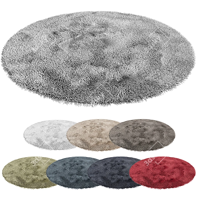 Plush Round Rug, Nine Colors 3D model image 1