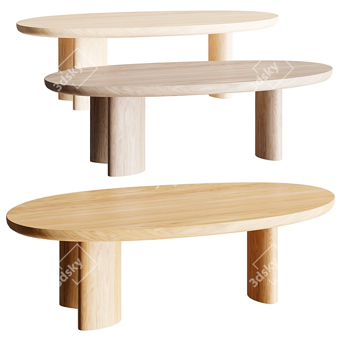 Sleek Round McGuire Cocktail Table 3D model image 1