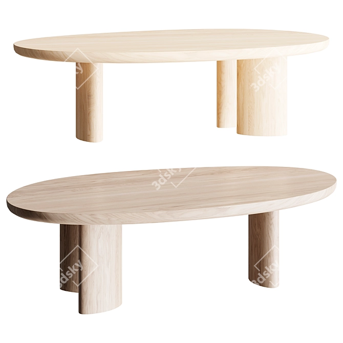 Sleek Round McGuire Cocktail Table 3D model image 2