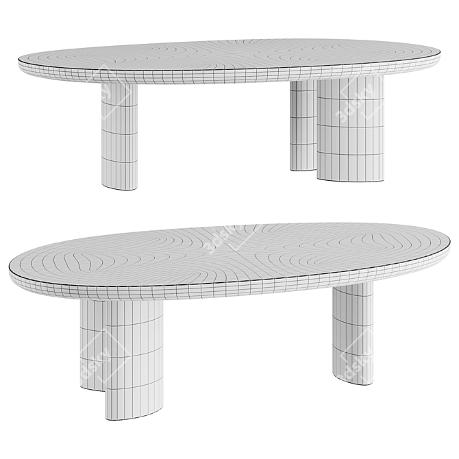 Sleek Round McGuire Cocktail Table 3D model image 3